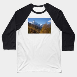 Matterhorn, autumn, trees, forest, Zermatt, Valais, Switzerland Baseball T-Shirt